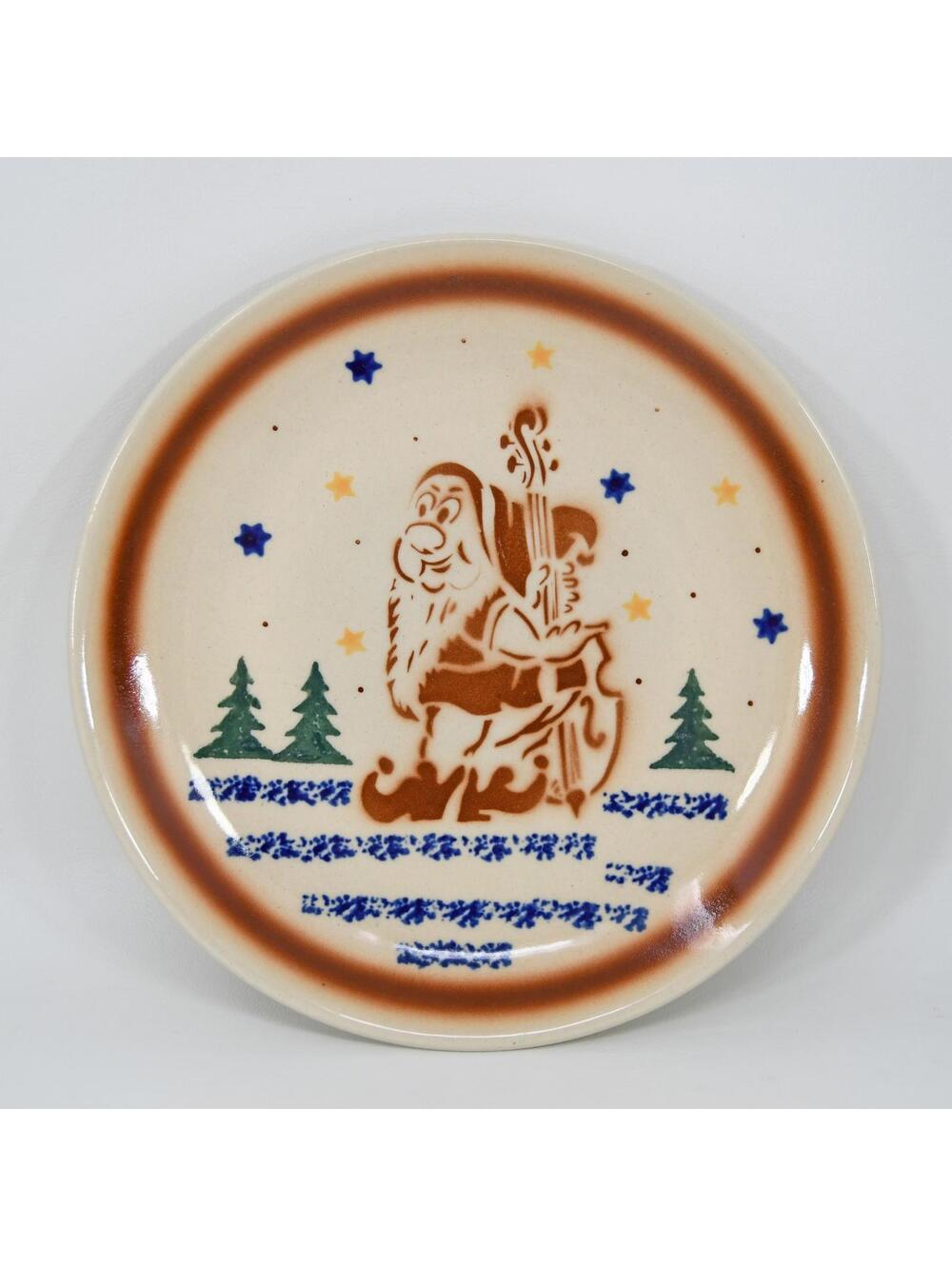 Vtg Polish Pottery Disney Doc Dwarf Snow White 7" Plate Boleslawiec Elf Gnome